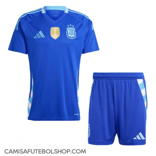 Camisa de time de futebol Argentina Replicas 2º Equipamento Infantil Copa America 2024 Manga Curta (+ Calças curtas)